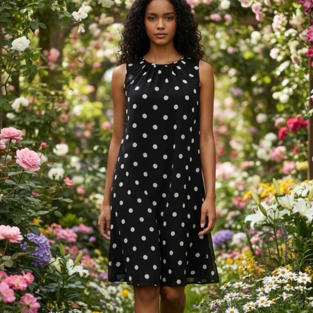 DKNY Summer Wedding Guest Polka Dot Shift Dress, size 2